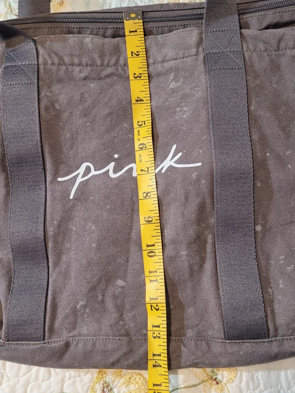 PINK Victoria's Secret Cotton Large Canvas Weekender Tote in Charcoal